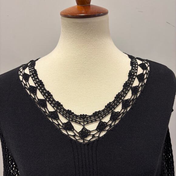 Whimsigoth, Bewitched Boho, witchy black lace sleeve top, size medium - Picture 4 of 8